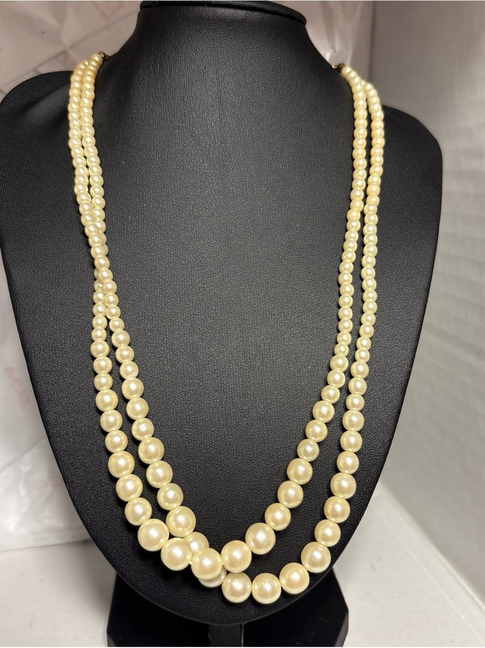 Classic Avon Brand Double-Strand Cream Faux Pearl Necklace